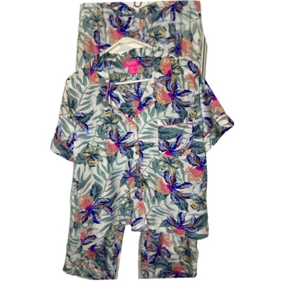 Isaac Mizrahi Sleepwear 2pc Tropical Floral Short Sleeve Pajamas Pj’s Set Sz L - Picture 4 of 13